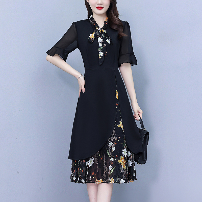 2026 Women Black Patchwork Flo - Midi Skirt Floral recension och pris