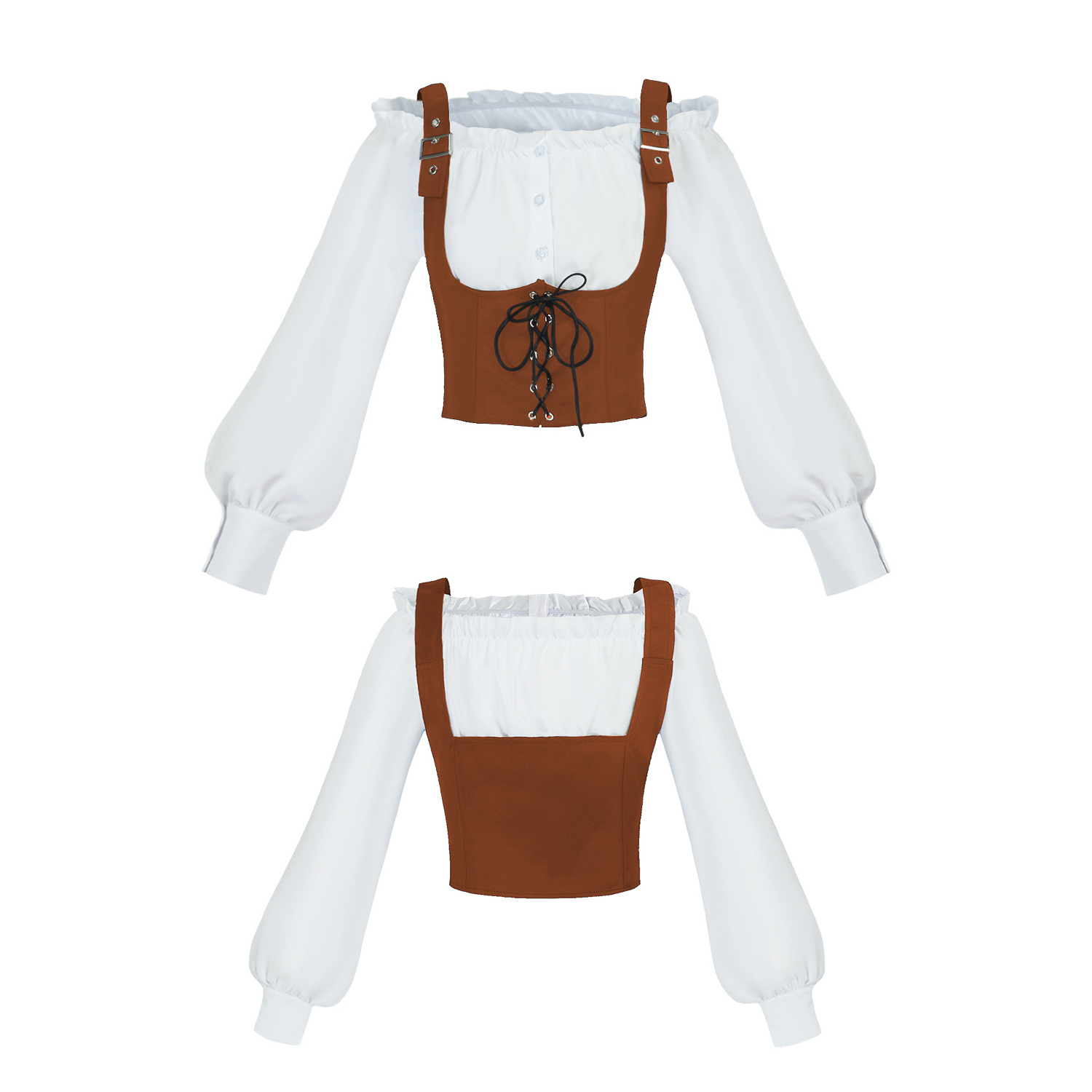 Renaissance 2 Piece Costume Se - Blouse Off Shoulder recension och pris