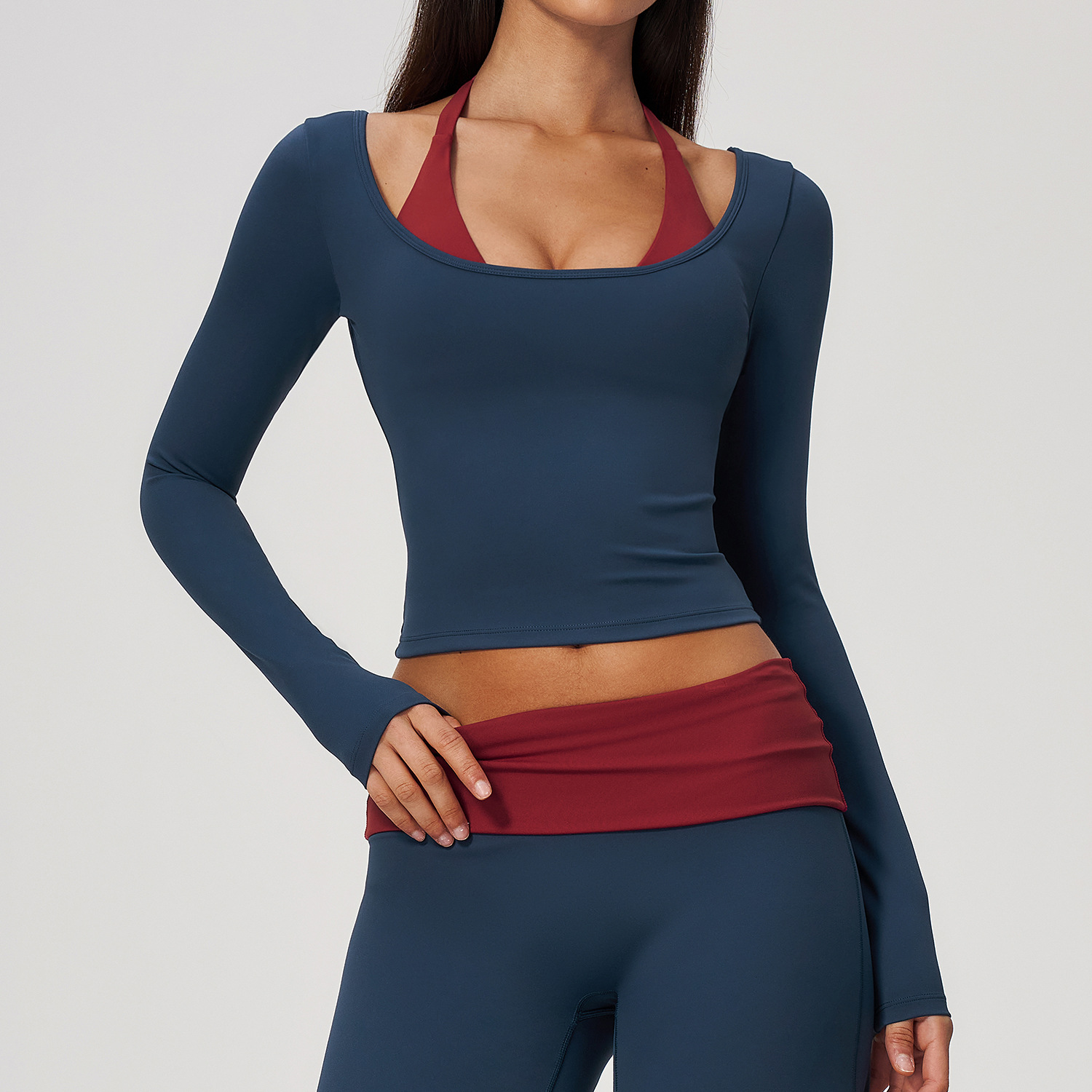 Halter Long Sleeve Yoga Crop T - Crop Top Crochet recension och pris