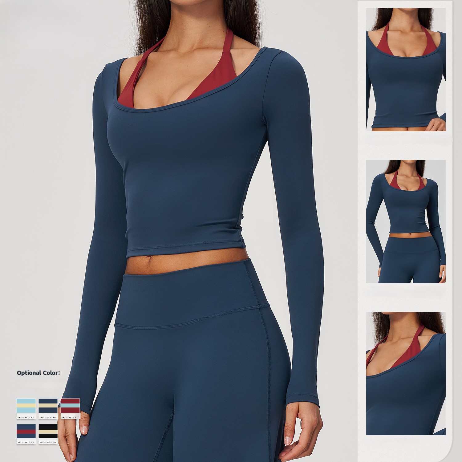 Halter Long Sleeve Yoga Crop T - Crop Top Crochet recension och pris