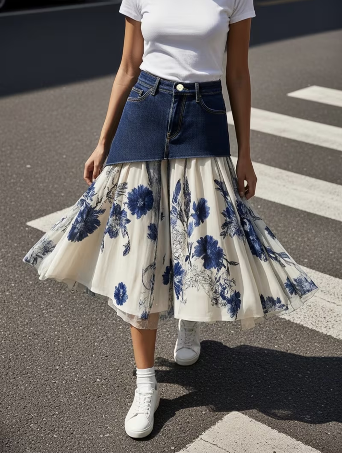 Plus Size Women High Waist Den - Midi Skirt Floral recension och pris