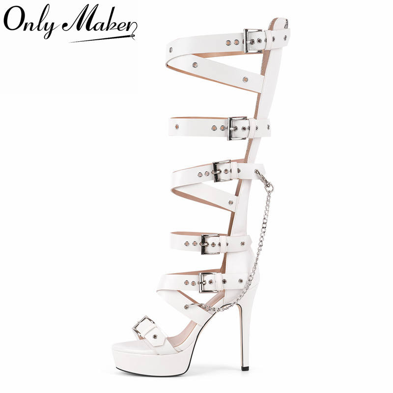 Onlymaker Platform Knee High E - Sandal Strappy Heeled recension och pris