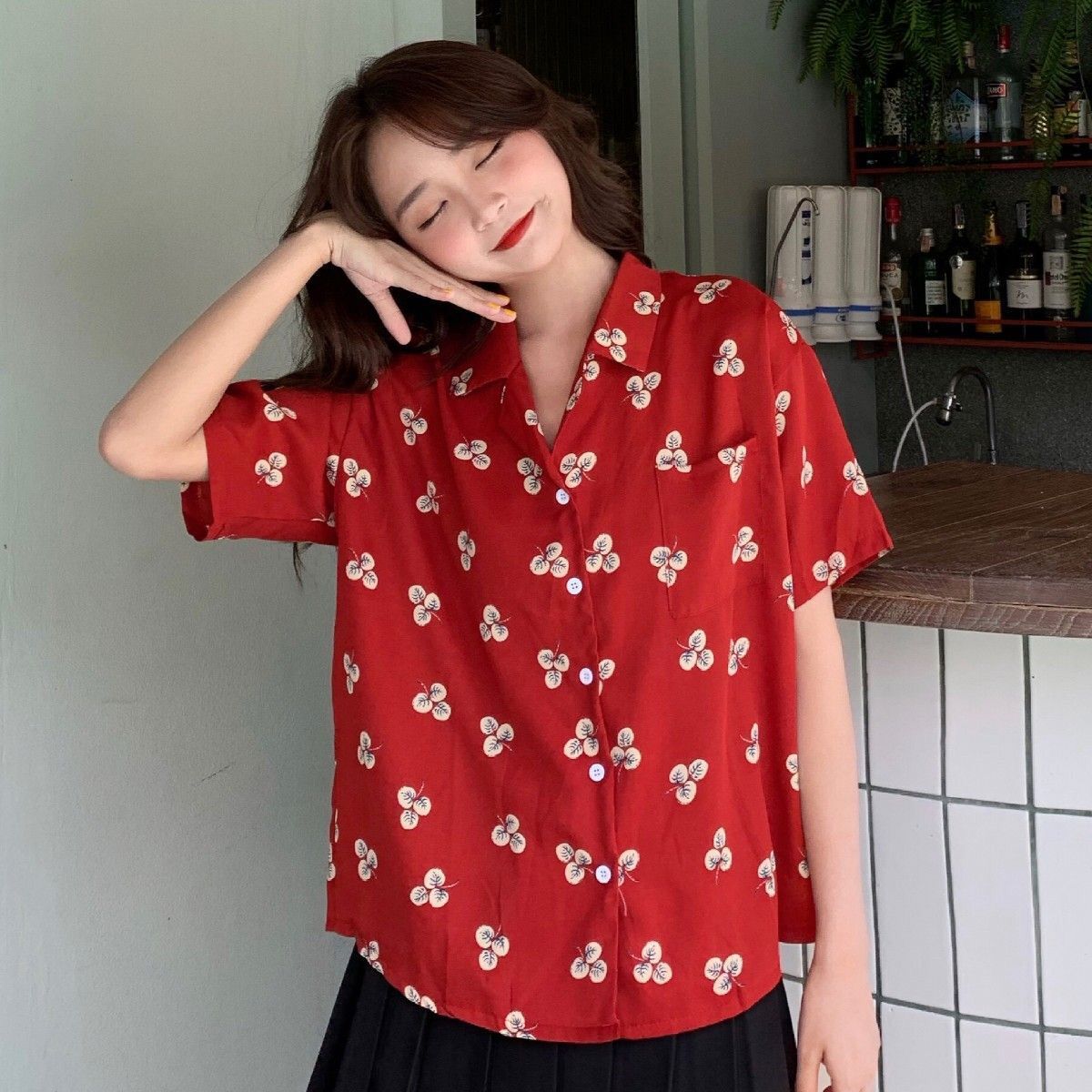 Retro Floral Print Short Sleev - Romper Floral Print recension och pris