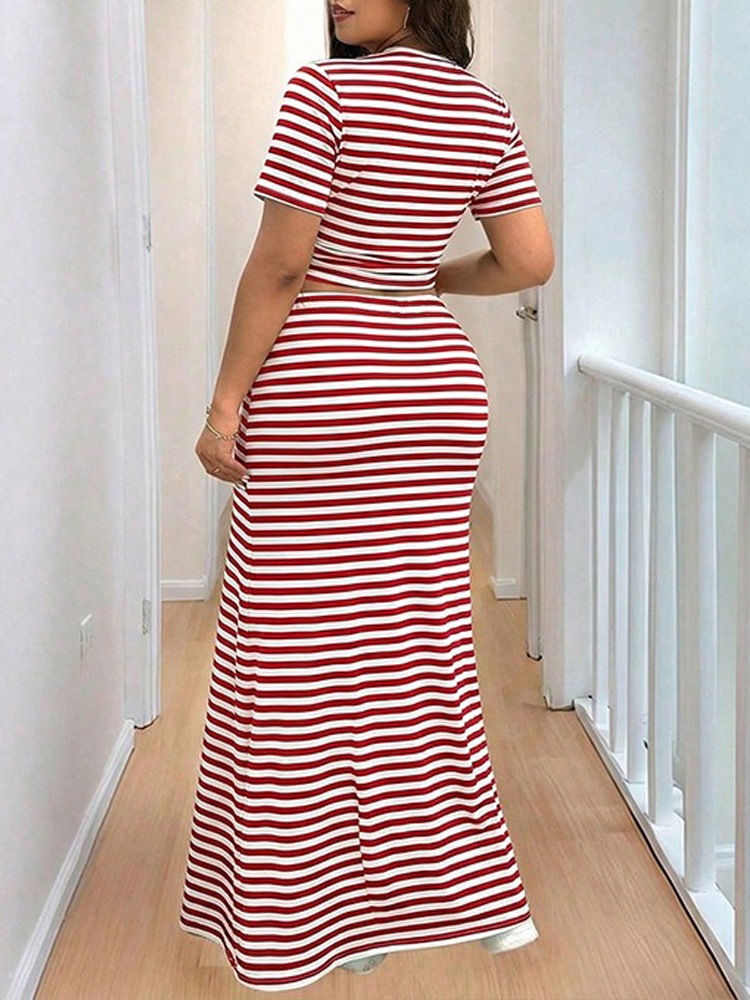 GIBSIE Plus Size Striped O-Nec - Crop Top Crochet recension och pris